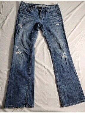 Women’s Blue Jeans Vigoss Studio The Brooklyn Boot Cut 9/10 X 30 Distressed Bike